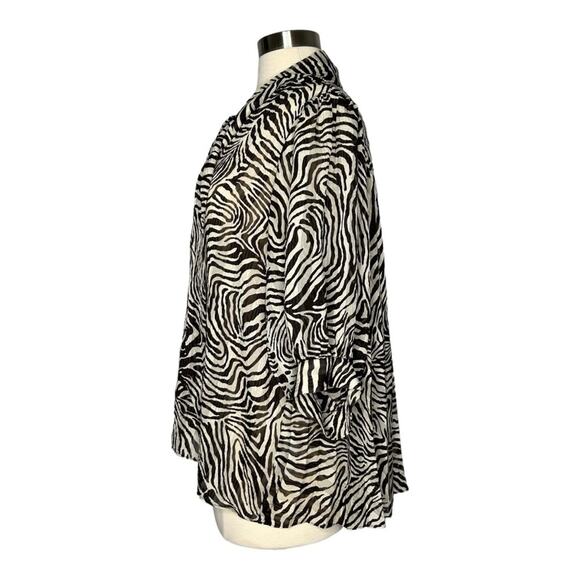 Samsoe Samsoe Dorothe Chocolate Brown  Zebra Print Tie Neck Blouse Large - Picture 5 of 13